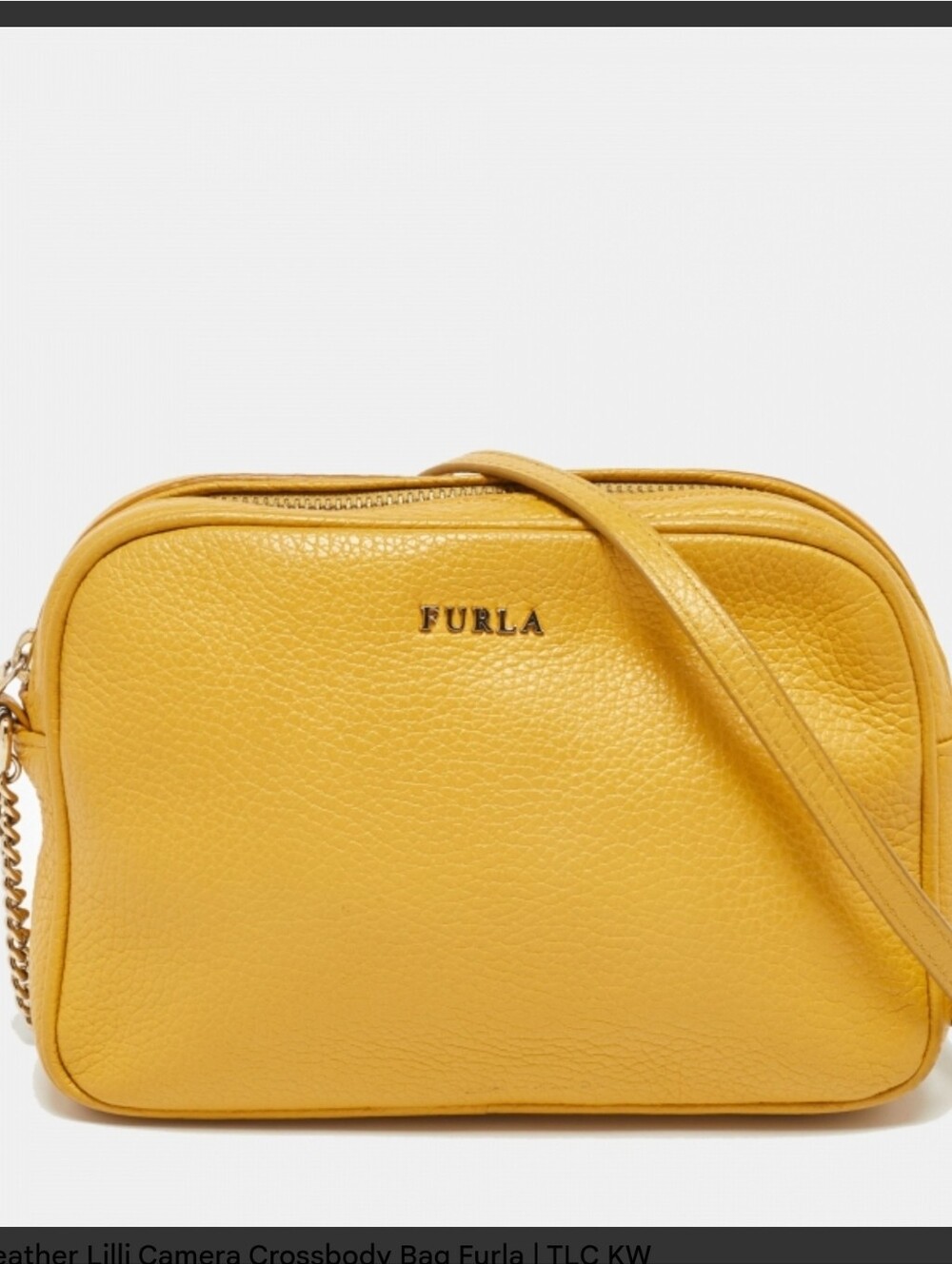 Furla Lilli Leather Camera Bag Sunshine Yellow Chain Strap Crossbody